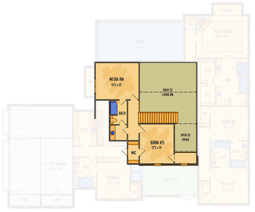 Plan 510008WDY: Gracious European House Plan with Front Courtyard - Floor Plan - 2nd Floor - Acadian, Country, European, French Country, Southern, Traditional