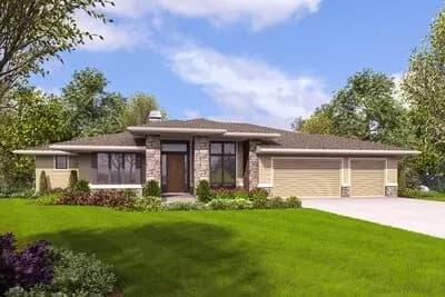 Prairie Style House Plan with Finished Lower Level