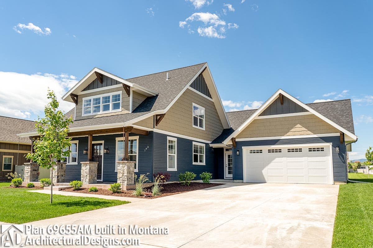 build gallery item - Bungalow House Plan 69655AM comes to life in Montana