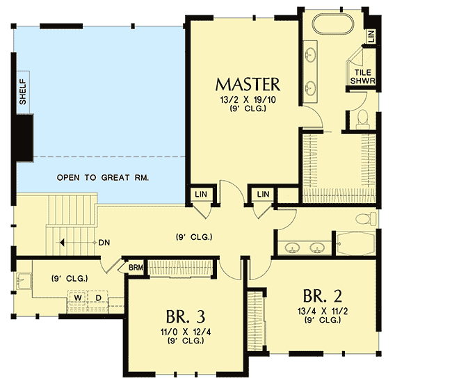 Plan 69657AM: 3-Bed Craftsman Home with Flex Room - Floor Plan - 2nd Floor - Craftsman, Northwest, Prairie