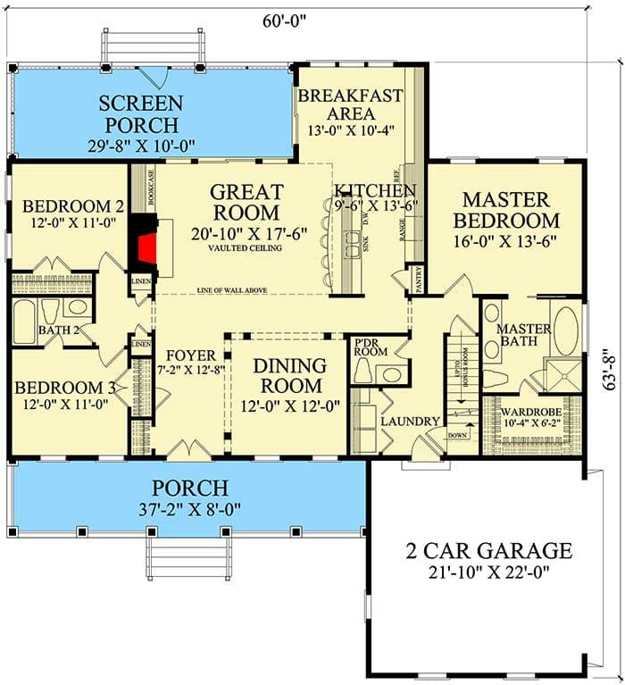 Plan 32661WP: Attractive Country House Plan - Floor Plan - Main Level - Country, Traditional