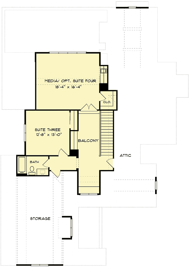 Plan 93096EL: Exclusive French Country Cottage with Courtyard and Covered Veranda - Floor Plan - 2nd Floor - Acadian, European, French Country, Louisiana-Style, Southern, Tuscan