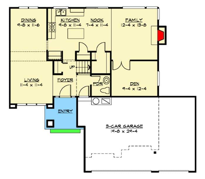 Plan 23692JD: Craftsman Home Plan with Garage Options - Floor Plan - Main Level - Craftsman, Northwest