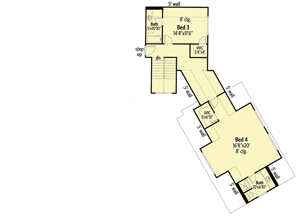 Plan 24375TW: Exciting Craftsman with Angled Garage and Optional Finished Lower Level - Floor Plan - Second Level - Country, Craftsman