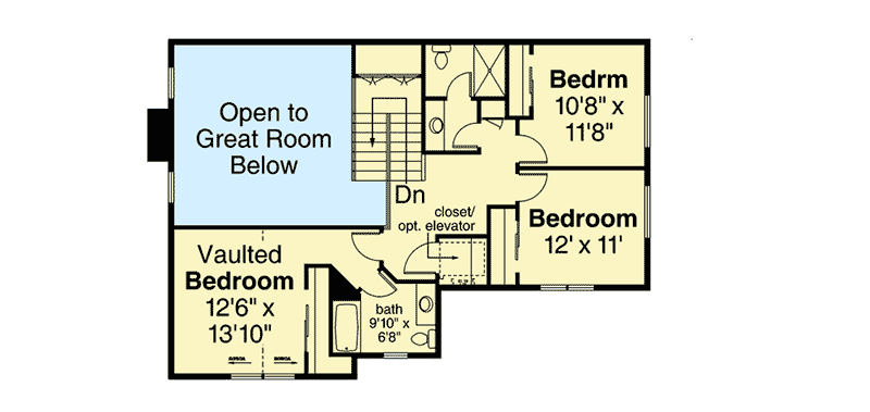 Plan 72894DA: Country Home Plan with Wraparound Porch and Elevator Option - Floor Plan - 2nd Floor - Country