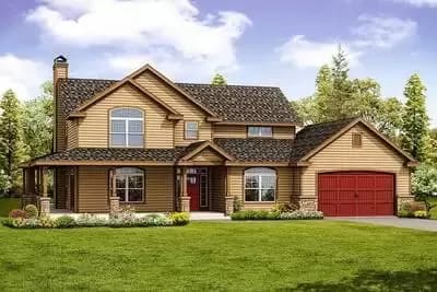 Country Home Plan with Wraparound Porch and Elevator Option