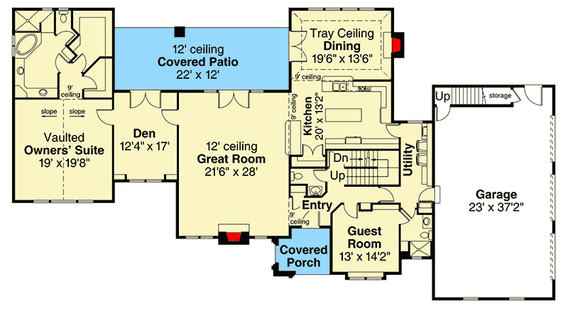 Plan 72893DA: Traditional House Plan with Beautiful Ceilings - Floor Plan - Main Level - Traditional