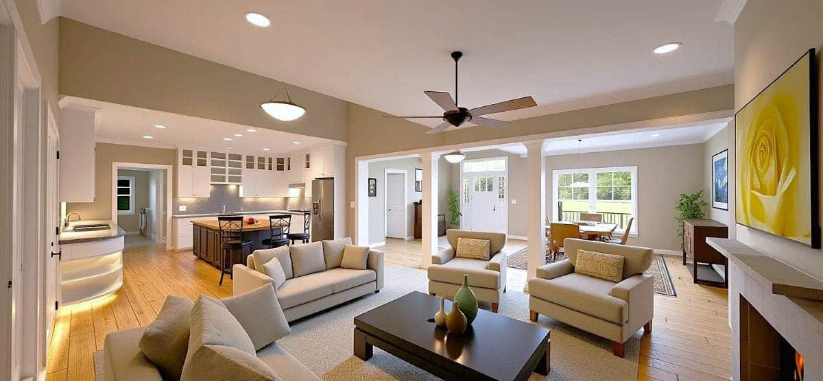 Plan 28915JJ: Flexible Country Farmhouse House Plan with Sweeping Porches Front and Back - 2059 Sq Ft - Image #4 - Country, Farmhouse, Modern Farmhouse, Ranch, Southern, Traditional