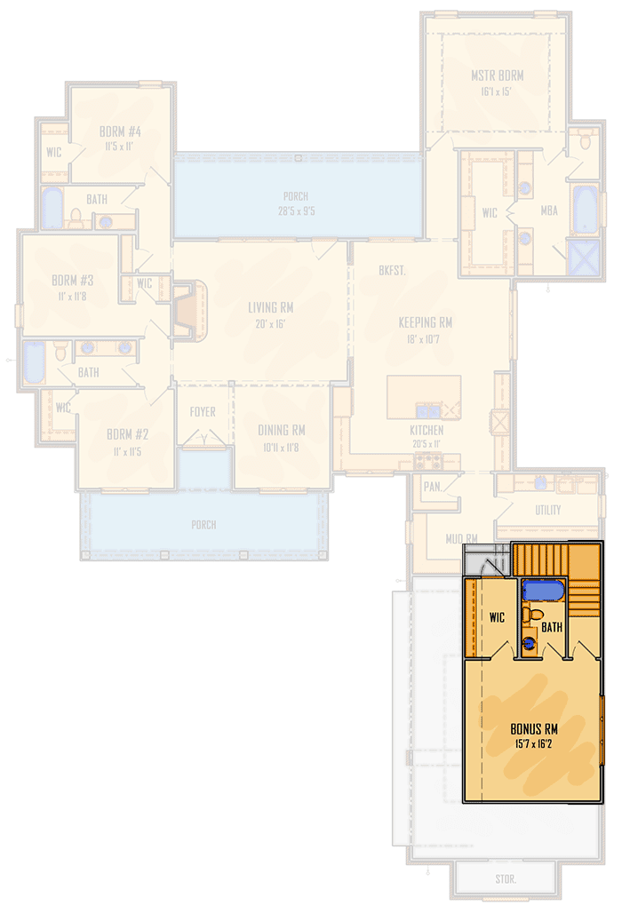 Plan 510010WDY: One Story Farmhouse House Plan with Bonus Space - Floor Plan - 2nd Floor - Country, Craftsman, Farmhouse, Modern Farmhouse, New American, Traditional