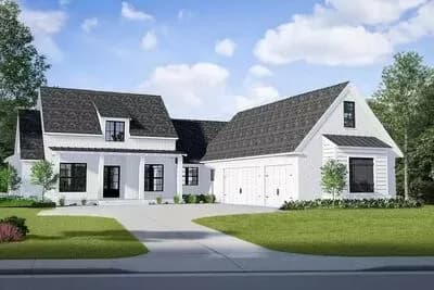 One Story Farmhouse House Plan with Bonus Space