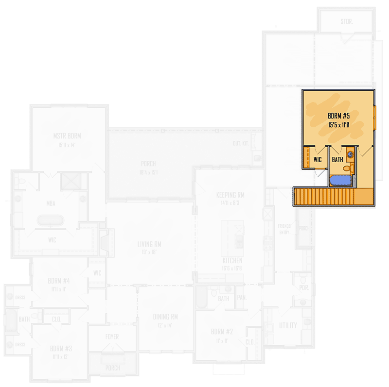 Plan 510011WDY: Transitional Farmhouse Plan with 4 to 5 Bedrooms - Floor Plan - Bonus Room - Acadian, Country, European, Farmhouse, Louisiana-Style, Modern Farmhouse, New American, Southern, Traditional, Transitional