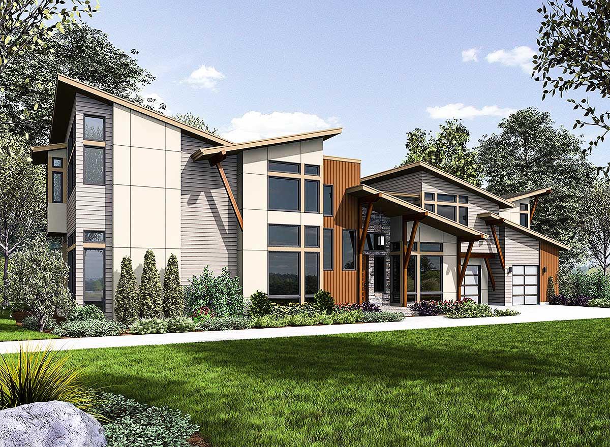 Plan 23695JD: Angular Modern Home Plan With Vaulted Bonus Room - Image #29 - Contemporary, Modern, Northwest
