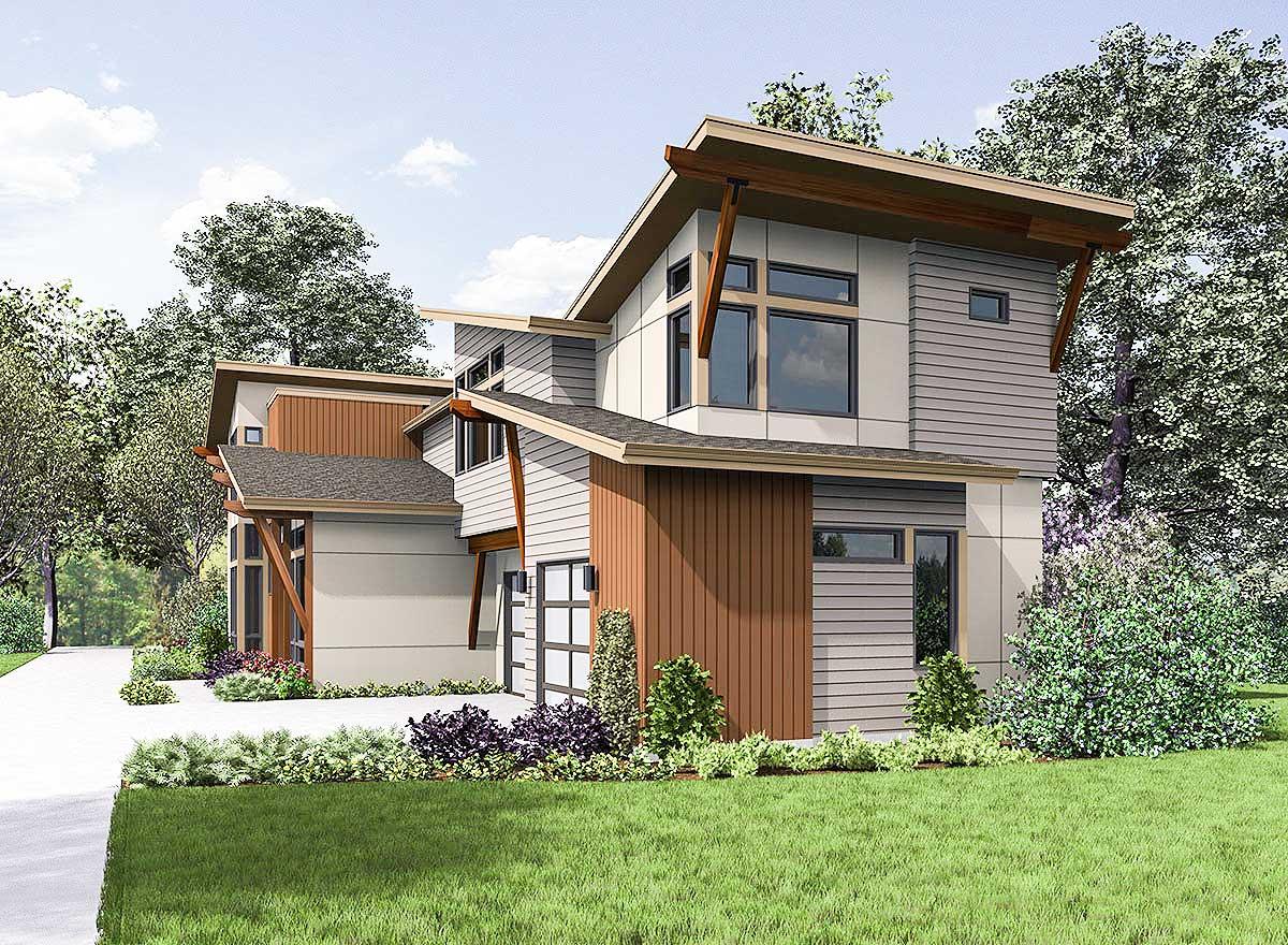 Plan 23695JD: Angular Modern Home Plan With Vaulted Bonus Room - Image #31 - Contemporary, Modern, Northwest