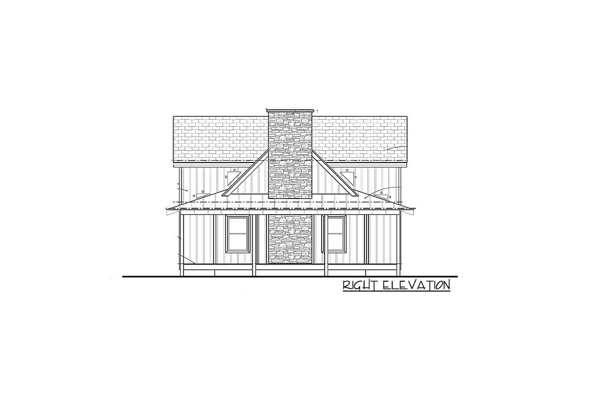 Plan 62690DJ: Modern Farmhouse Cabin with Upstairs Loft - Image #10 - Cottage, Country, Farmhouse, Modern Farmhouse, Traditional, Vacation