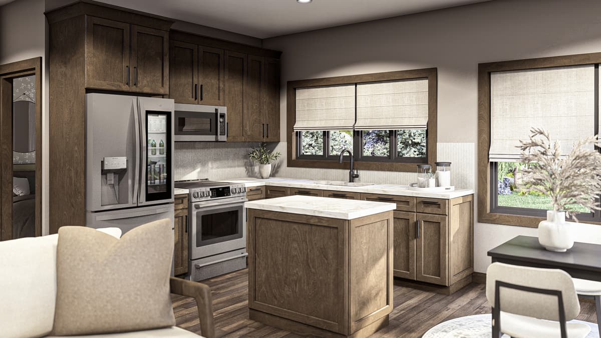 Plan 62691DJ: 2-Bed Getaway Mountain Retreat with Wrap Around Deck - 968 Sq Ft - Image #8 - Cabin, Coastal, Cottage, Mountain, Rustic, Vacation