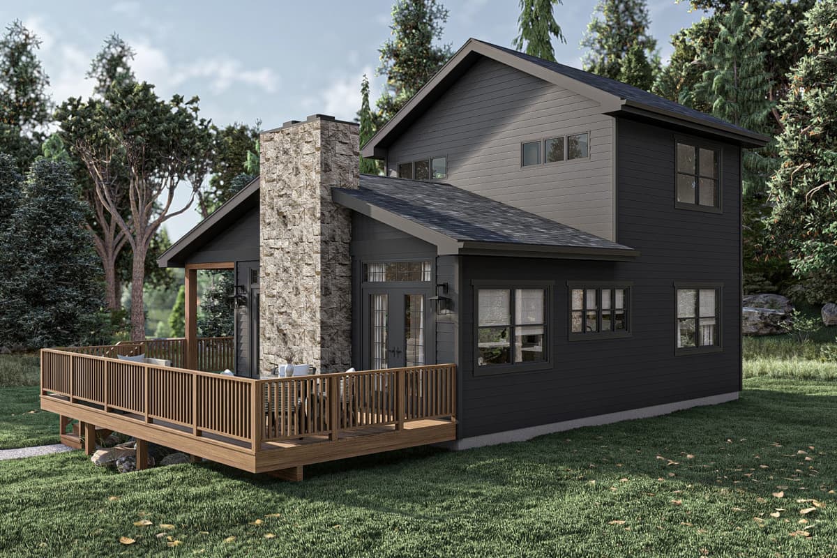 Plan 62691DJ: 2-Bed Getaway Mountain Retreat with Wrap Around Deck - 968 Sq Ft - Image #12 - Cabin, Coastal, Cottage, Mountain, Rustic, Vacation