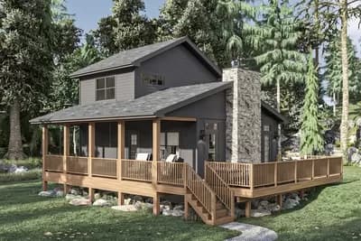 2-Bed Getaway Mountain Retreat with Wrap Around Deck - 968 Sq Ft