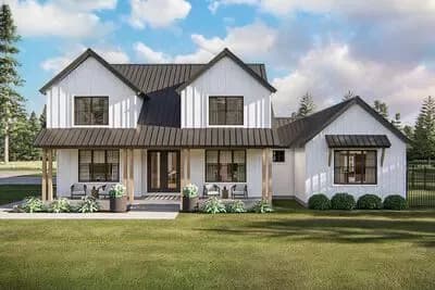 Two-Story Modern Farmhouse with Main Level Master and Three Beds Upstairs - 2793 Sq Ft 