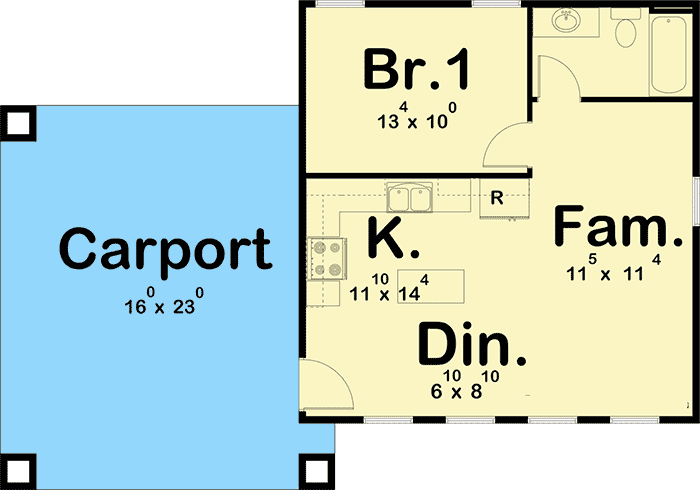 Plan 62699DJ: ADU House Vacation Getaway - Floor Plan - Main Level - Cottage, Vacation