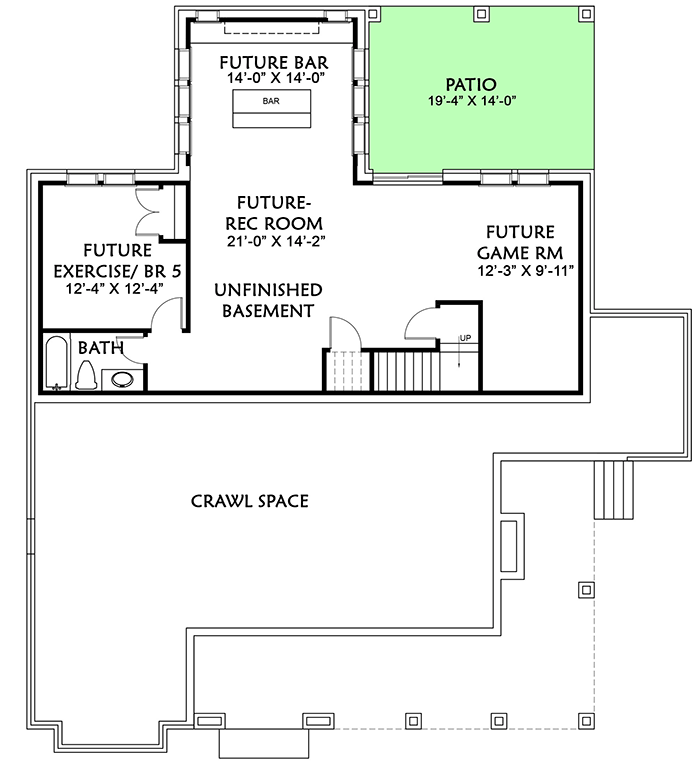 Plan 500020VV: Modern Farmhouse Plan with Matching Detached Garage - Floor Plan - Lower Level - Country, Farmhouse, Modern Farmhouse, New American, Traditional
