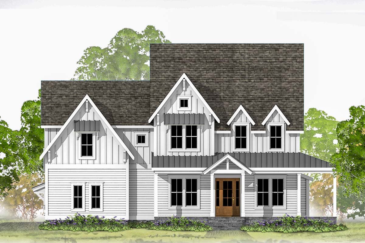 Plan 500021VV: Modern Farmhouse with L-Shaped Front Porch - 3887 Sq Ft - Image #7 - Country, Farmhouse, Modern Farmhouse, New American, Southern, Traditional