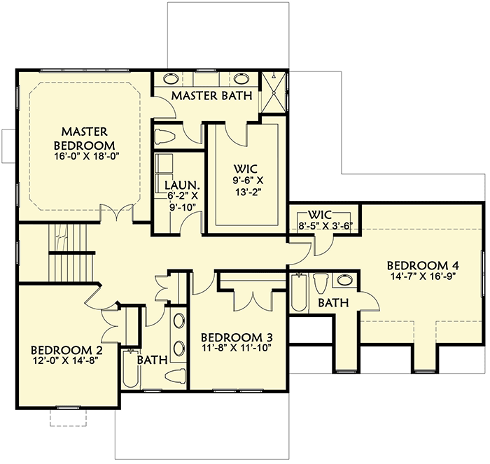 Plan 500022VV: Simple 4 Bedroom Modern Farmhouse Plan - Floor Plan - 2nd Floor - Country, Farmhouse, Modern Farmhouse, New American, Traditional