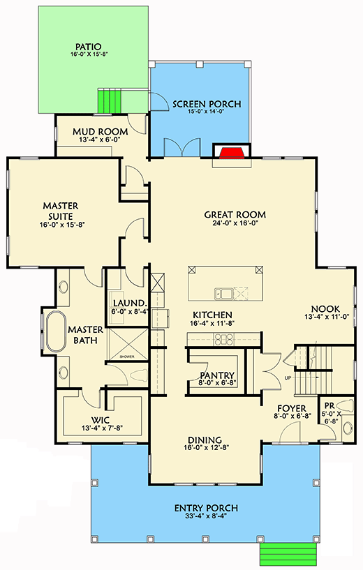 Plan 500026VV: Charming and Exclusive Farmhouse House Plan - Floor Plan - Main Level - Country, Farmhouse, Southern