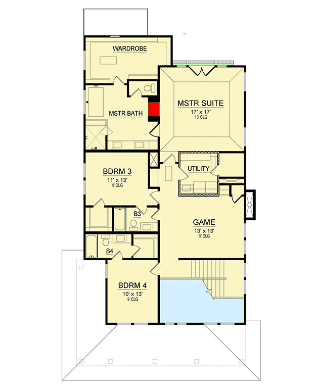 Plan 36544TX: Classic Four Square House Plan - 3245 Sq Ft - Floor Plan - 2nd Floor - Country, Hill Country, Traditional
