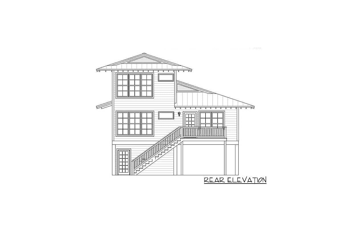 Plan 68497VR: Narrow Lot Beach Cottage - Image #4 - Cottage, Craftsman, Vacation
