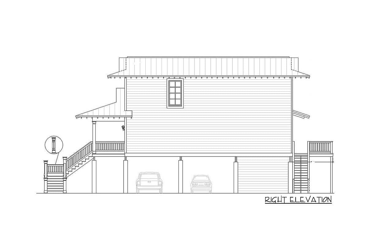 Plan 68497VR: Narrow Lot Beach Cottage - Image #5 - Cottage, Craftsman, Vacation