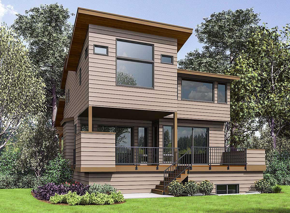 Plan 23699JD: Three Story Modern House Plan Designed For The Narrow Front-Sloping Lot - Image #23 - Contemporary, Modern, Northwest