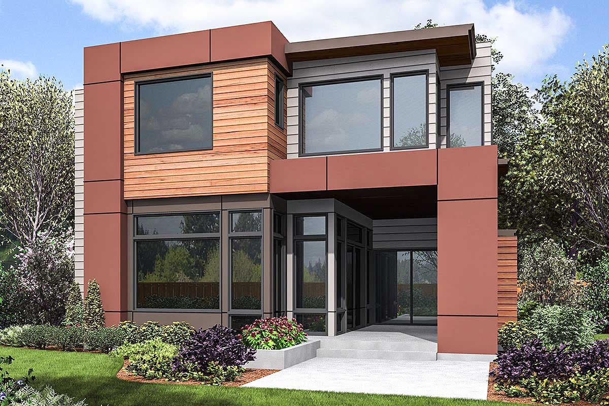 Plan 23703JD: Narrow Lot Modern House Plan - Image #4 - Contemporary, Modern, Northwest