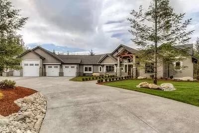 Mountain Ranch Home Plan with RV Garage - 3270 Sq Ft