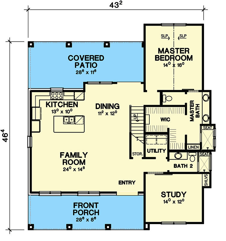 Plan 31190D: 3-Bed Farmhouse with Brick, Stone and Stucco Exterior - Floor Plan - Main Level - Country, Farmhouse, Traditional