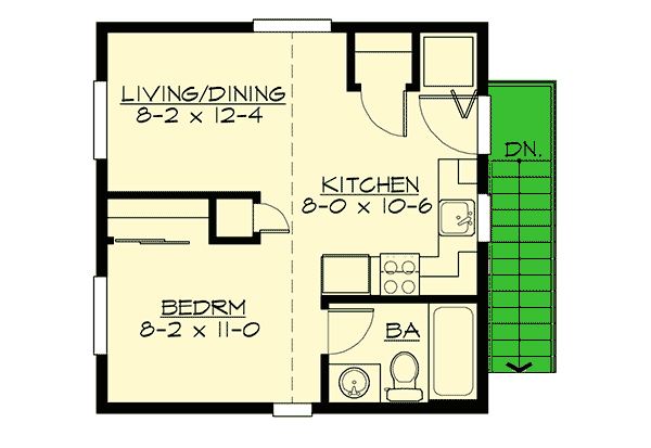 Plan 23708JD: One Bed Carriage House Plan - Floor Plan - 2nd Floor - Carriage