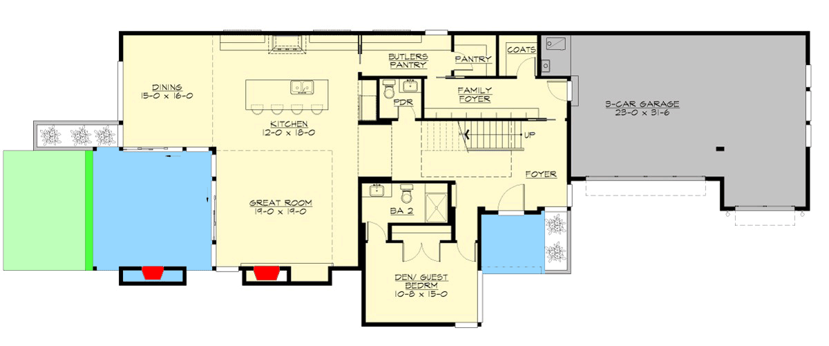 Plan 23713JD: Spacious Contemporary House Plan - Floor Plan - Main Level - Contemporary, Modern, Northwest
