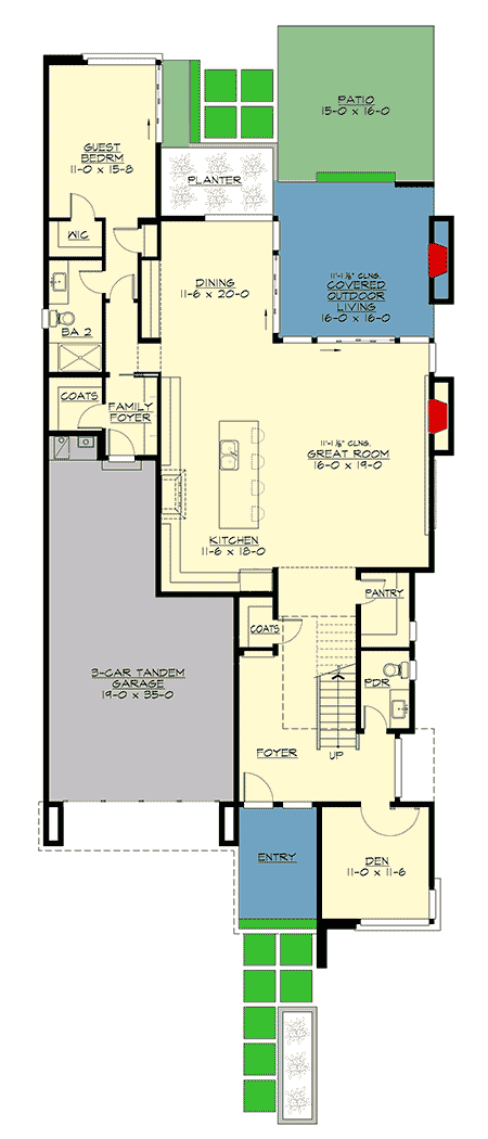Plan 23714JD: Spacious Modern Home Plan with Private Den - Floor Plan - Main Level - Contemporary, Modern