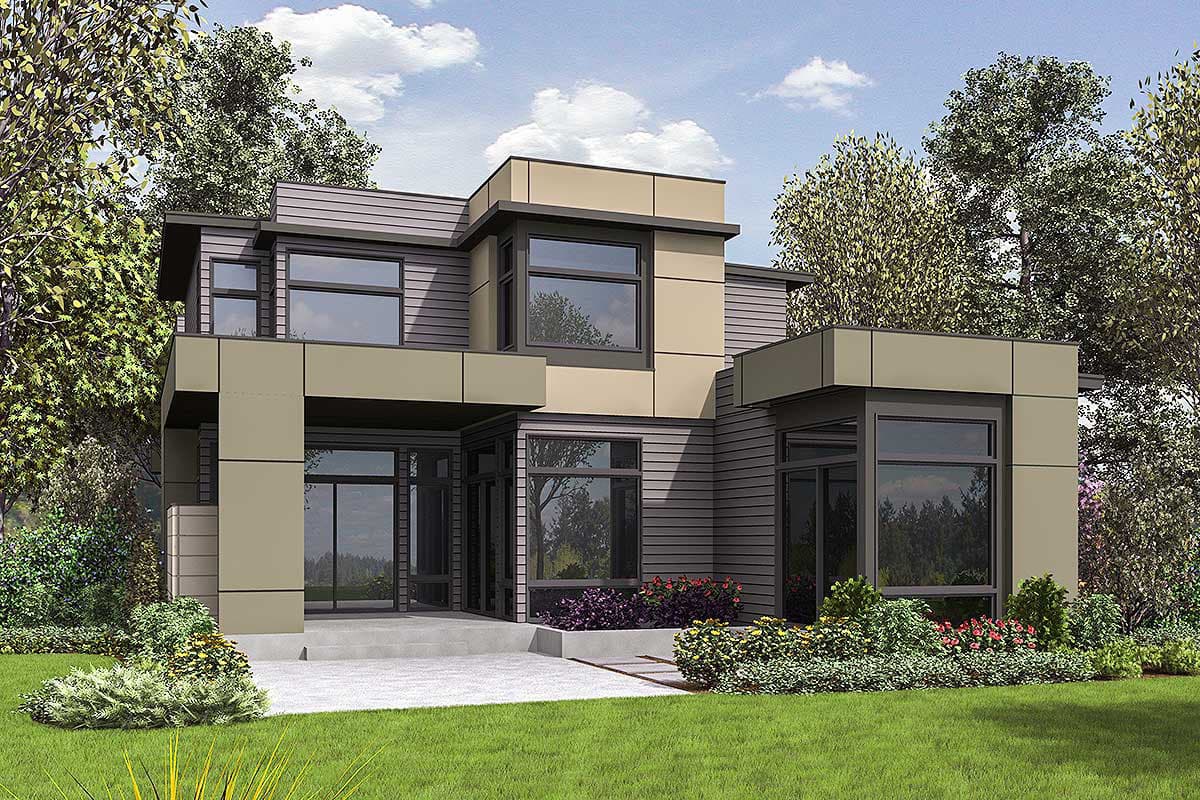 Plan 23714JD: Spacious Modern Home Plan with Private Den - Image #50 - Contemporary, Modern