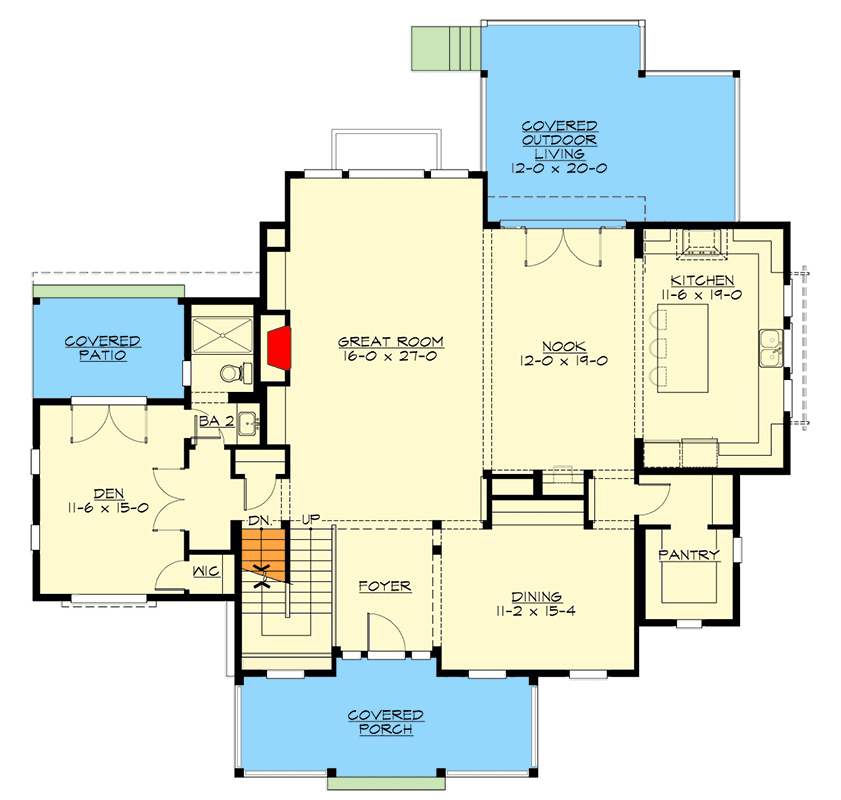 Plan 23715JD: Three Level Northwest House Plan with a Side-load Drive-under Garage - Floor Plan - Main Level - Contemporary, Country, Craftsman, Modern Farmhouse, New American, Northwest