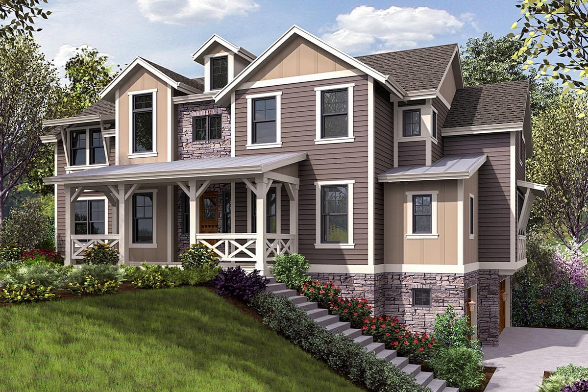 Plan 23715JD: Three Level Northwest House Plan with a Side-load Drive-under Garage - Image #6 - Contemporary, Country, Craftsman, Modern Farmhouse, New American, Northwest