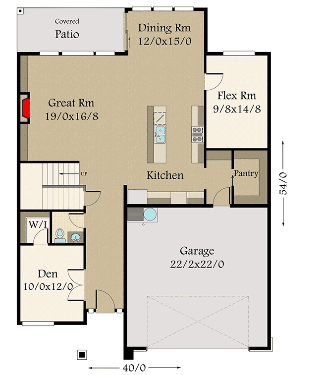 Plan 85210MS: Modern Prairie with 3 Upstairs Bedrooms - Floor Plan - Main Level - Modern, Northwest, Prairie