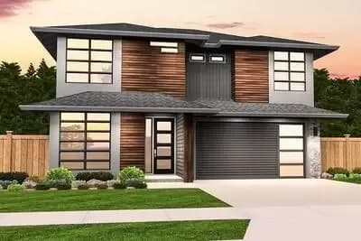 Narrow 3-Bed Modern Prairie Home Plan