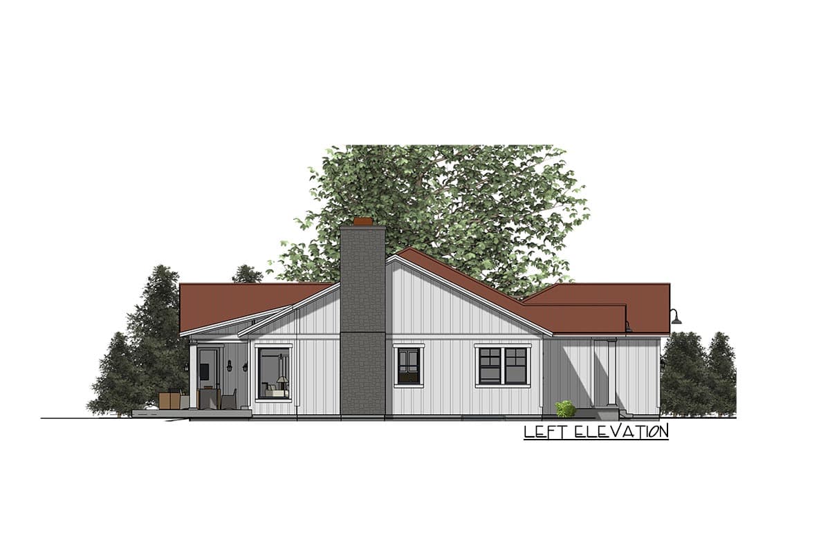 Plan 64449SC: Stylish Farmhouse Ranch House Plan - Image #6 - Country, Farmhouse, Ranch, Traditional