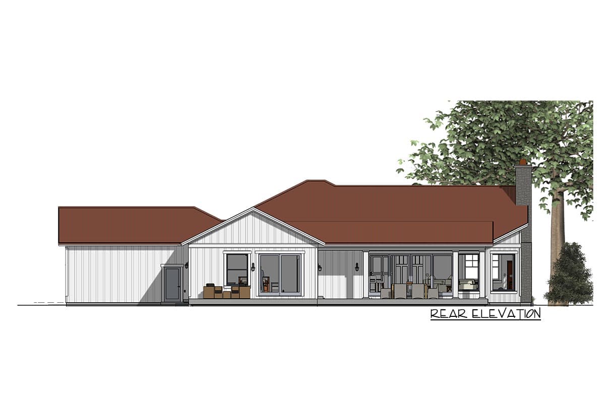 Plan 64449SC: Stylish Farmhouse Ranch House Plan - Image #7 - Country, Farmhouse, Ranch, Traditional