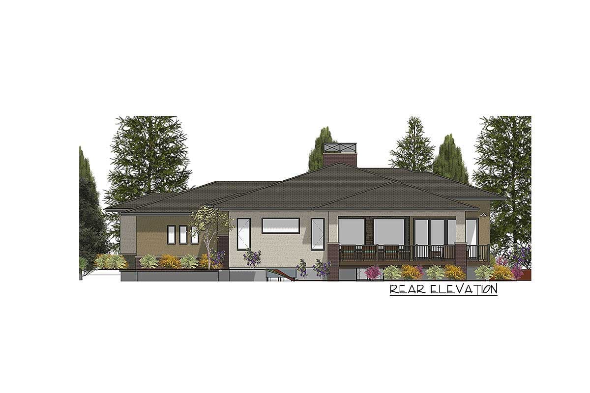 Plan 64454SC: Prairie Style House Plan with Optional Finished Lower Level - Image #8 - Northwest, Prairie