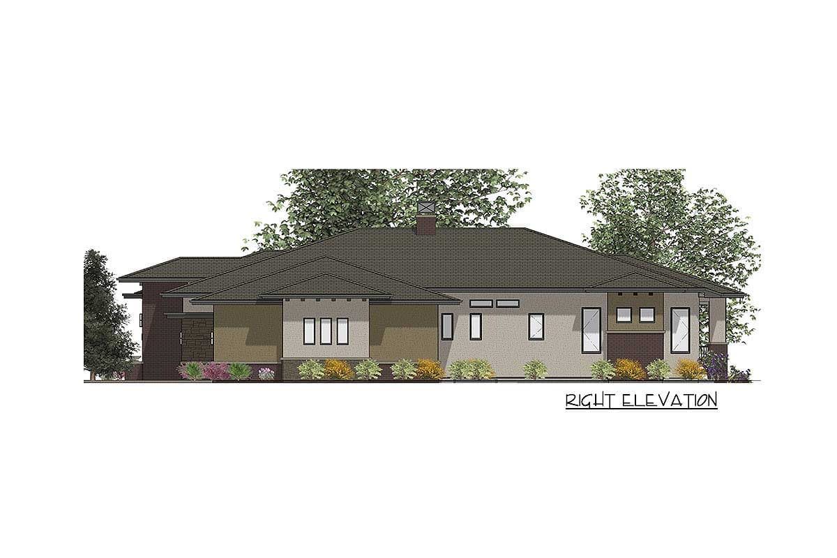 Plan 64454SC: Prairie Style House Plan with Optional Finished Lower Level - Image #10 - Northwest, Prairie