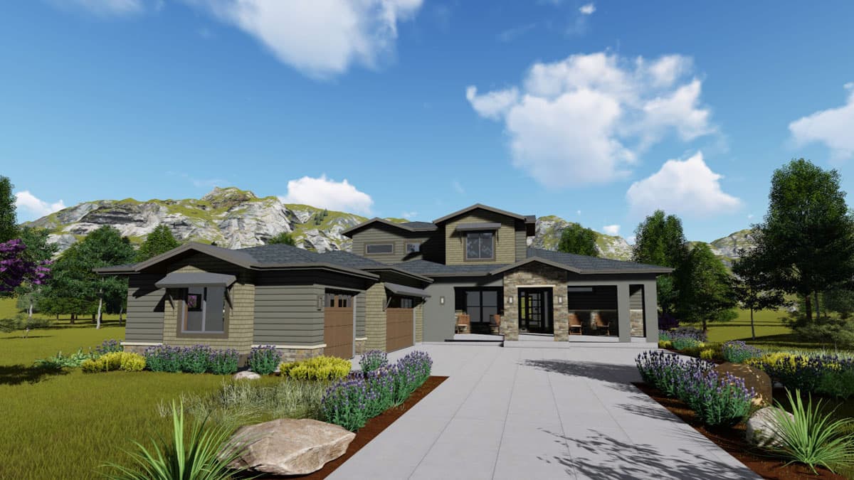 Plan 64452SC: House Plan for a Rear Sloping Lot - Image #4 - Craftsman, Northwest