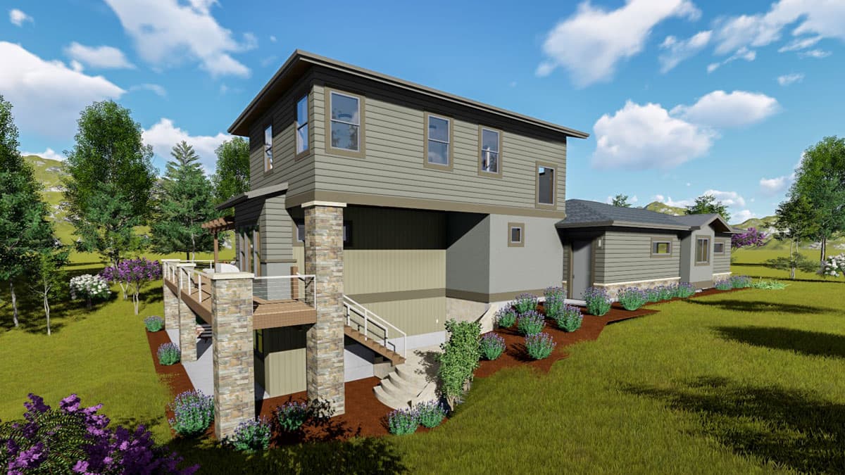 Plan 64452SC: House Plan for a Rear Sloping Lot - Image #5 - Craftsman, Northwest