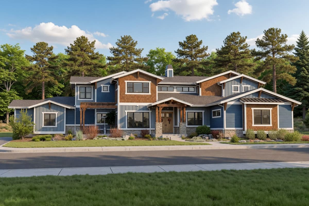 Plan 64451SC: Spacious Craftsman for a Large Family - Image #1 - Craftsman, Northwest