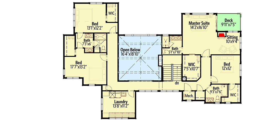 Plan 64451SC: Spacious Craftsman for a Large Family - Floor Plan - 2nd Floor - Craftsman, Northwest